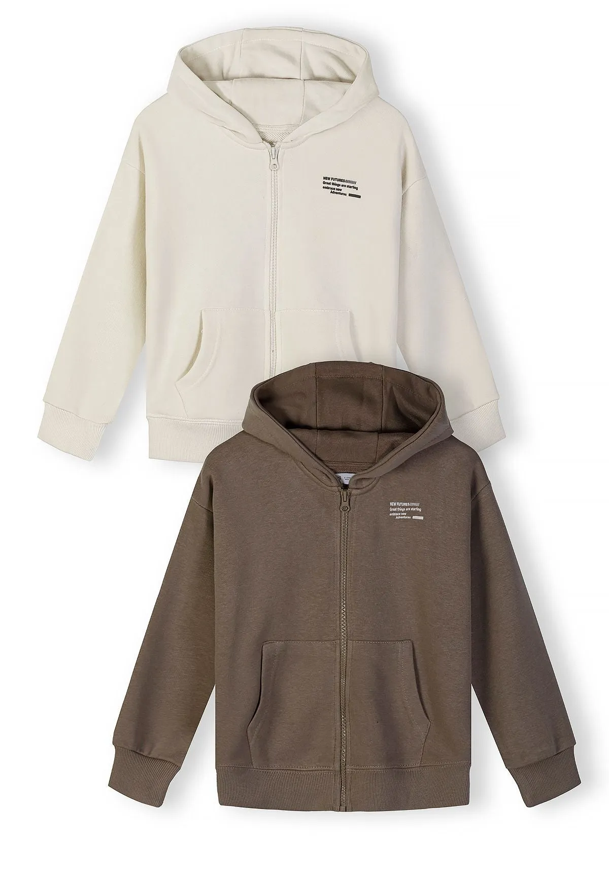Minoti 44808 hættetrøje creme khaki 2-pak til børn