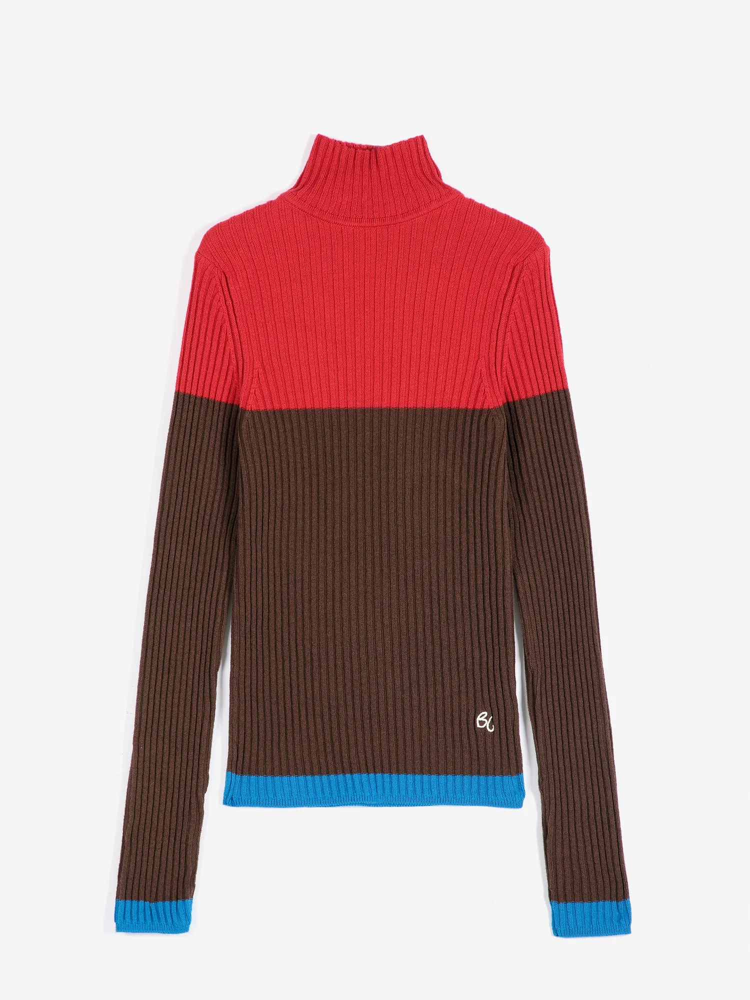 Bobo Choses Color Block rullekravestrik brun økologisk XS
