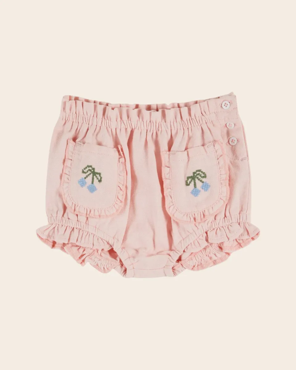 Emile et Ida Poches Brodees bloomer rosa økologisk bomuld