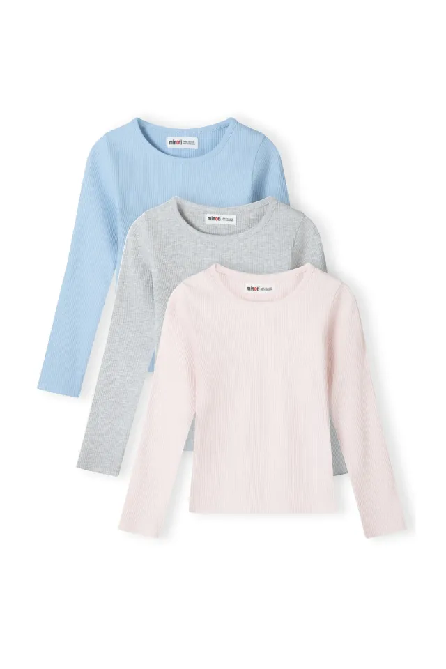 Minoti 45645 langaermet t-shirt piger 3-pak rib