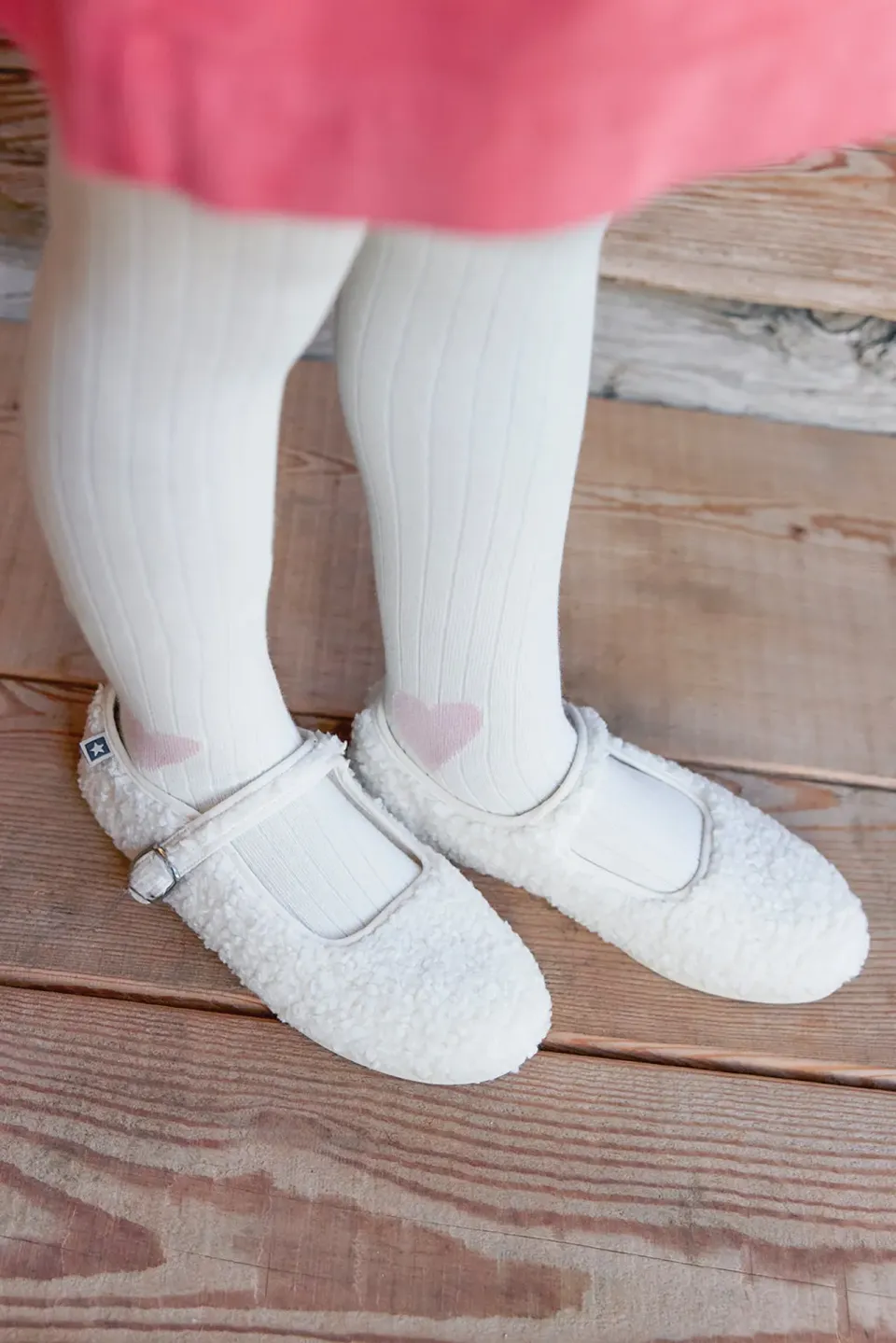 Bonton Mippy Ecru strømpebukser rib ecru hjerte