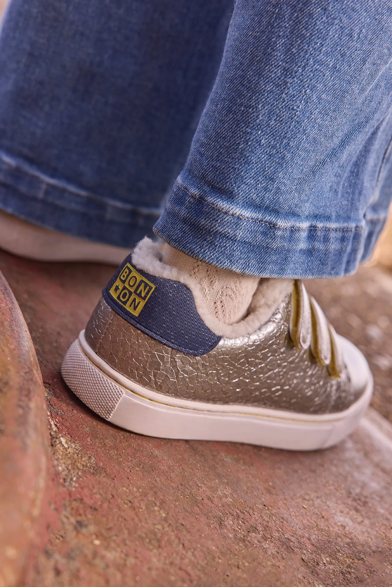 Bonton Basil Scratch sneakers sølv velcro