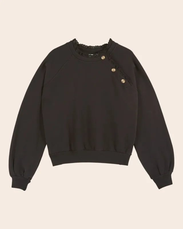 Emile et Ida Broderie Anglaise sweatshirt sort økologisk