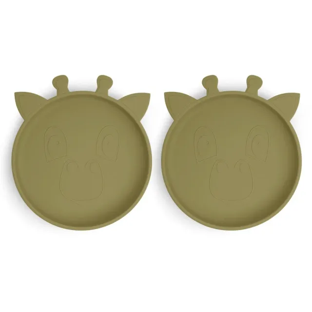 nuuroo Akila giraf tallerken 2-pak olive green silikone