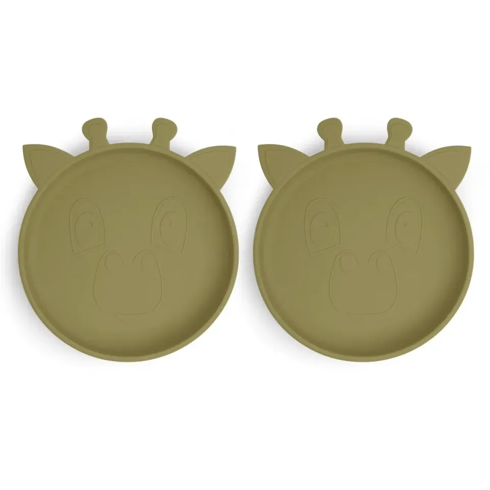 nuuroo Akila giraf tallerken 2-pak olive green silikone