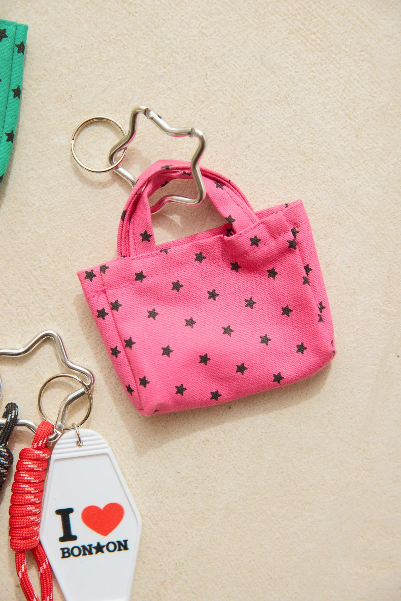 Bonton Cabas Rose Blush nøglering mini taske rosa