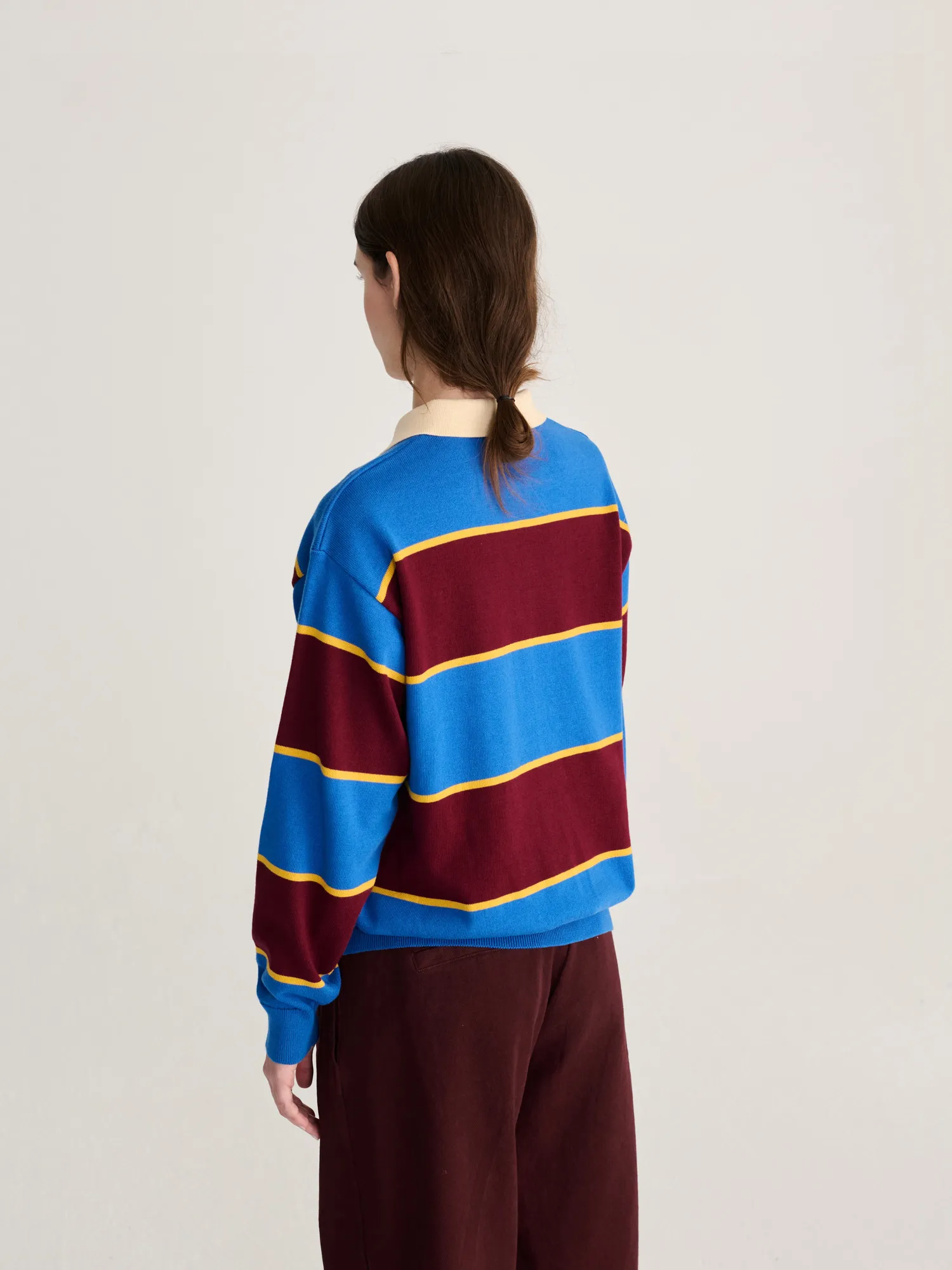 Bobo Choses Striped Cotton Polo striktrøje blå økologisk bomuld