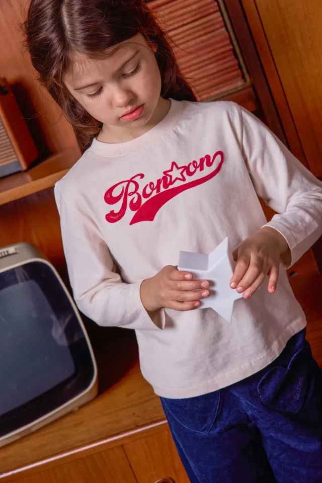 Bonton Taxo langærmet T-shirt milk bomuld logo