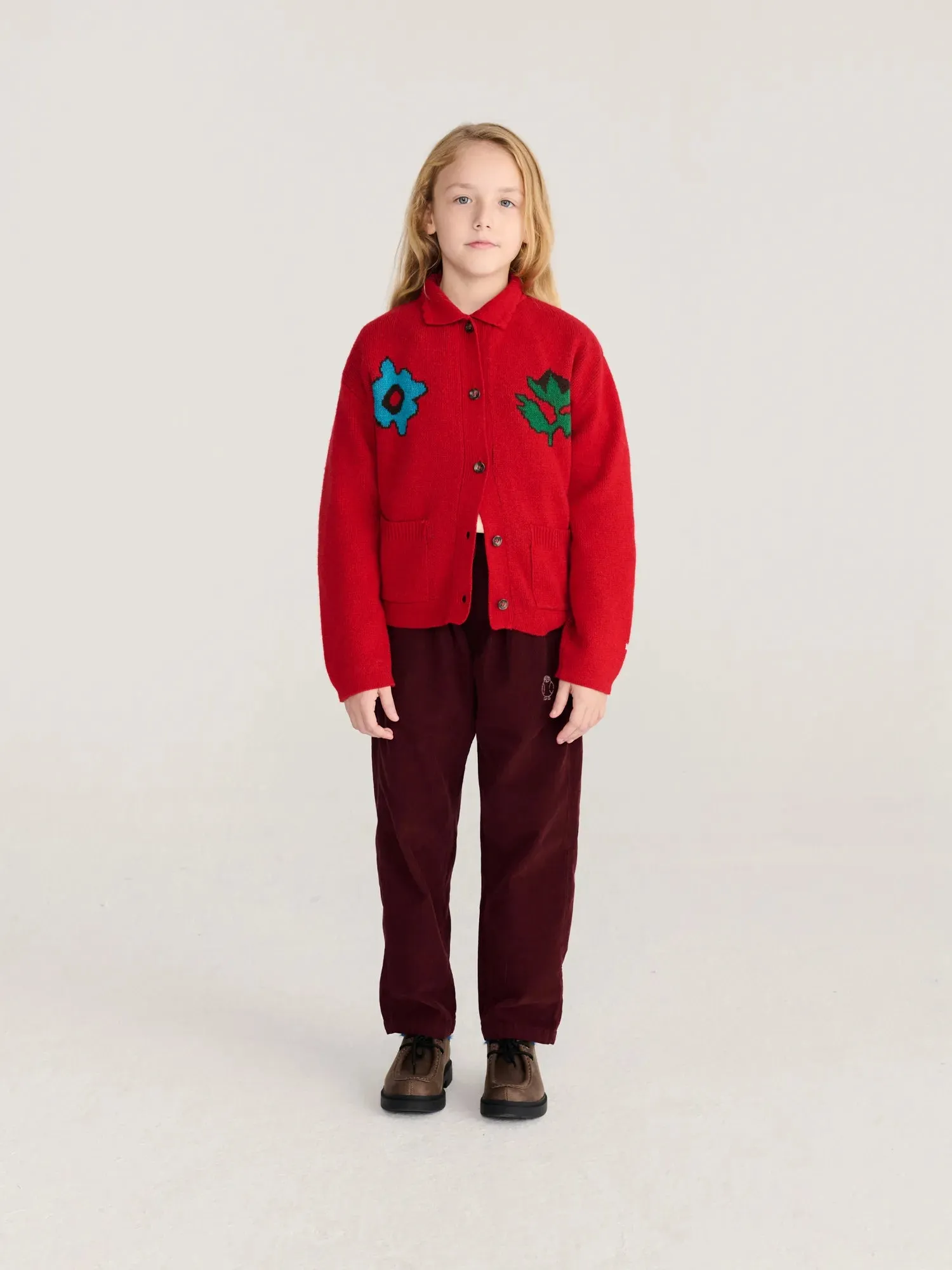 Bobo Choses Blossom cardigan rød 2-3Y uldblanding