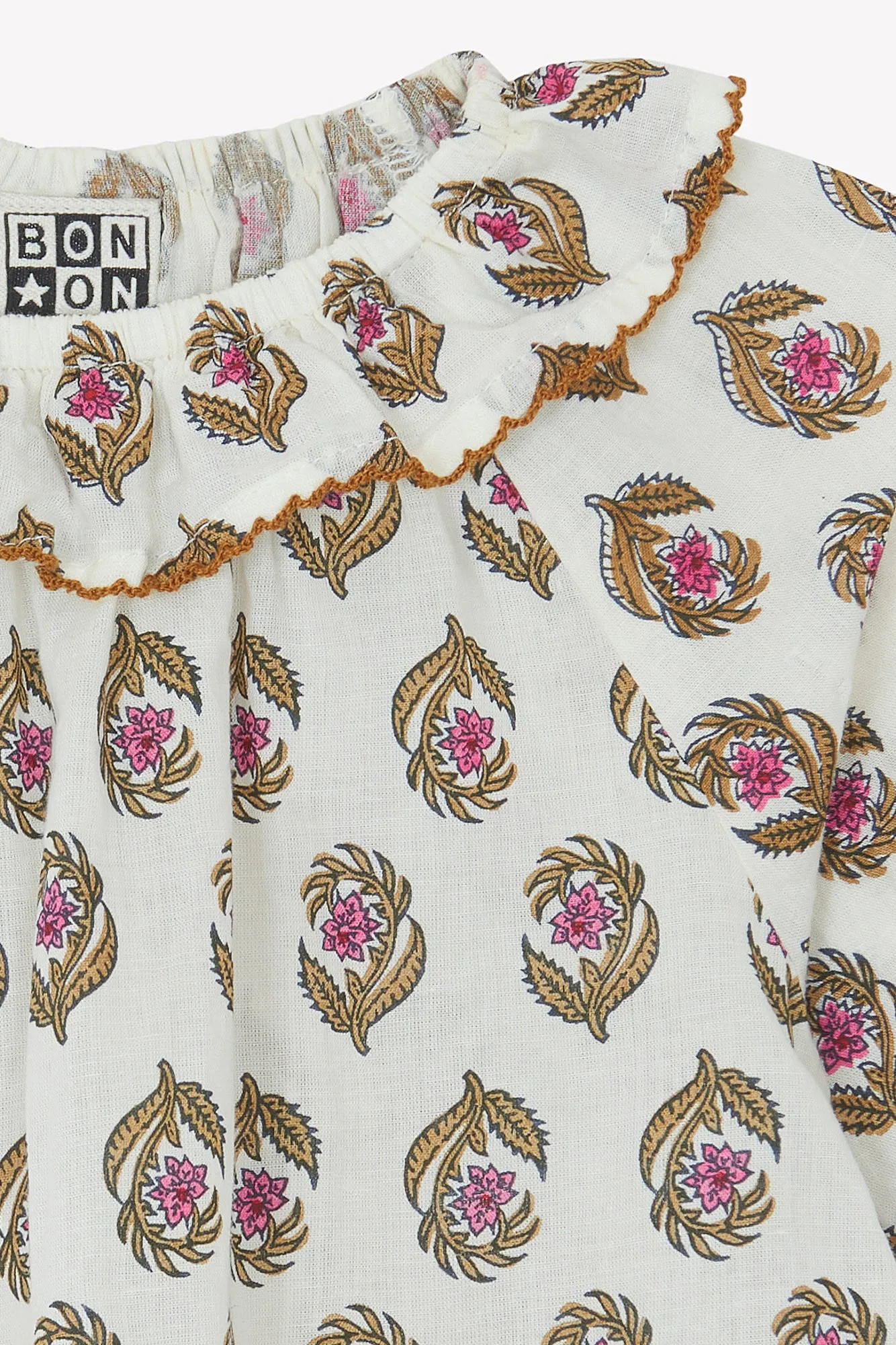 Bonton Solane Blockprint babybluse blomstret bomuld