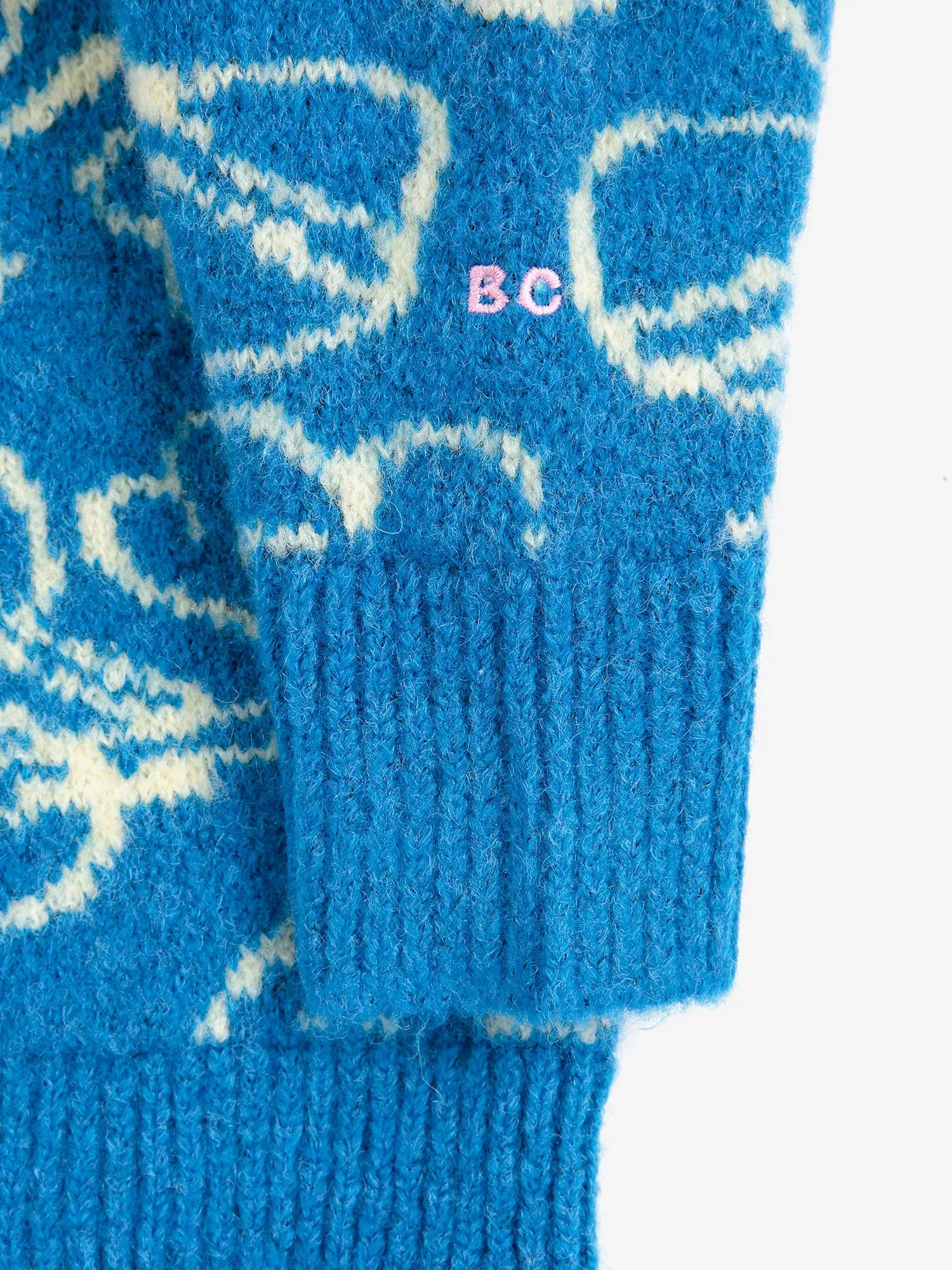 Bobo Choses Sketchy Flowers jumper blå uld