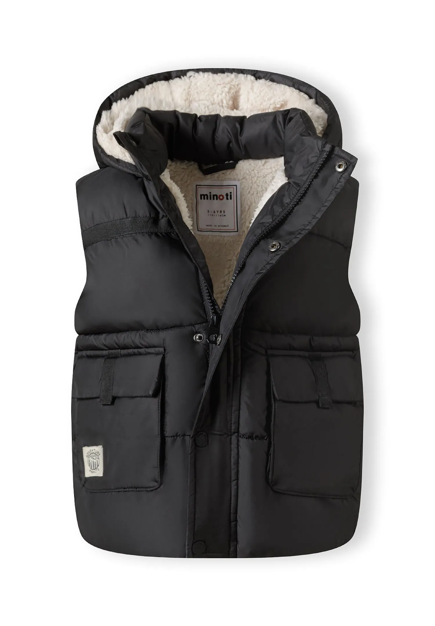 Minoti 43307 vest quiltet sort teddy foret drenge