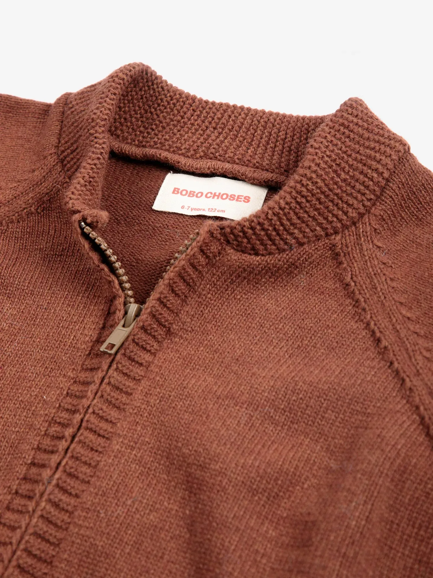 Bobo Choses Mush Monster Duo cardigan mørkebrun uldblanding