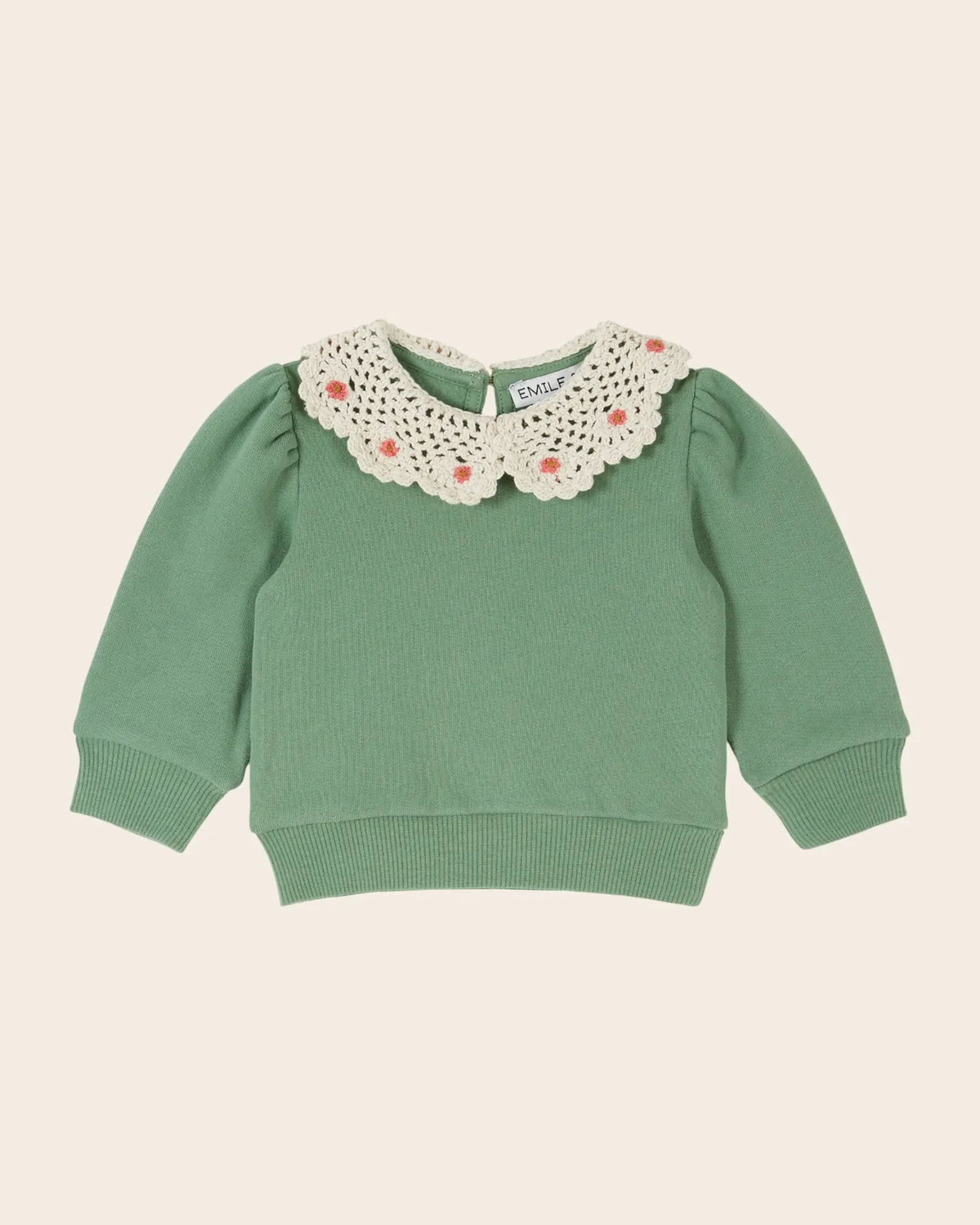 Emile et Ida Col Crochet sweatshirt grøn hæklet krave