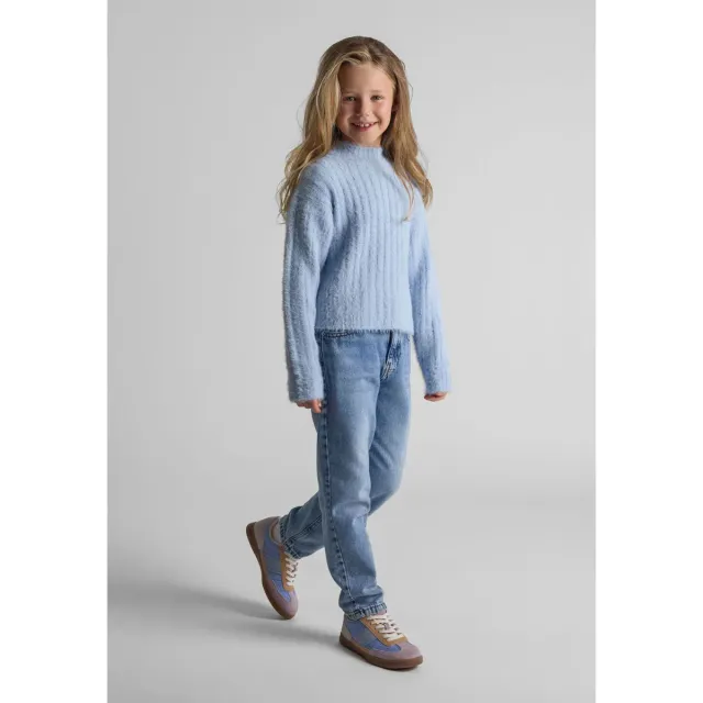 Minoti 43886 strikpullover lyseblå til piger