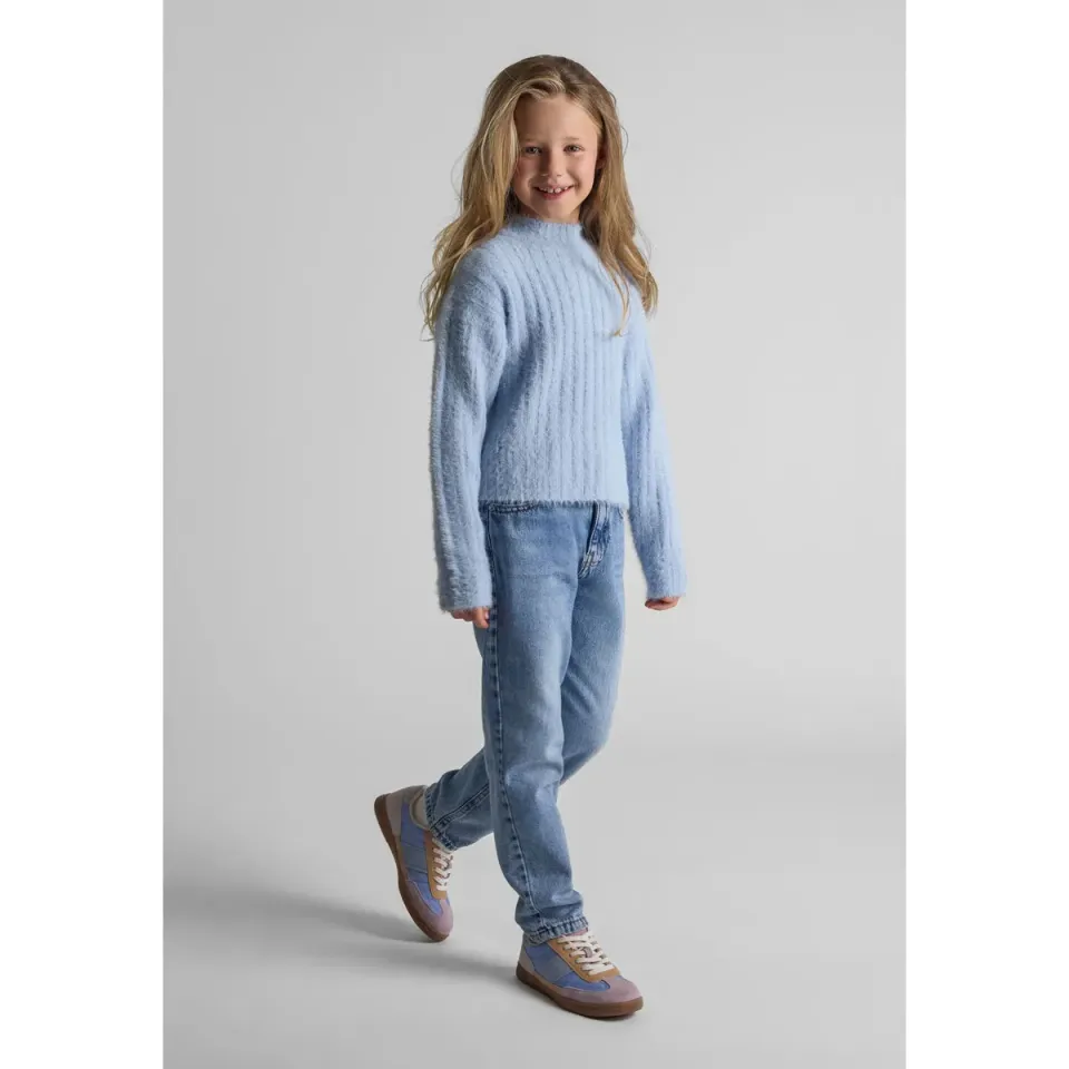 Minoti 43886 strikpullover lyseblå til piger