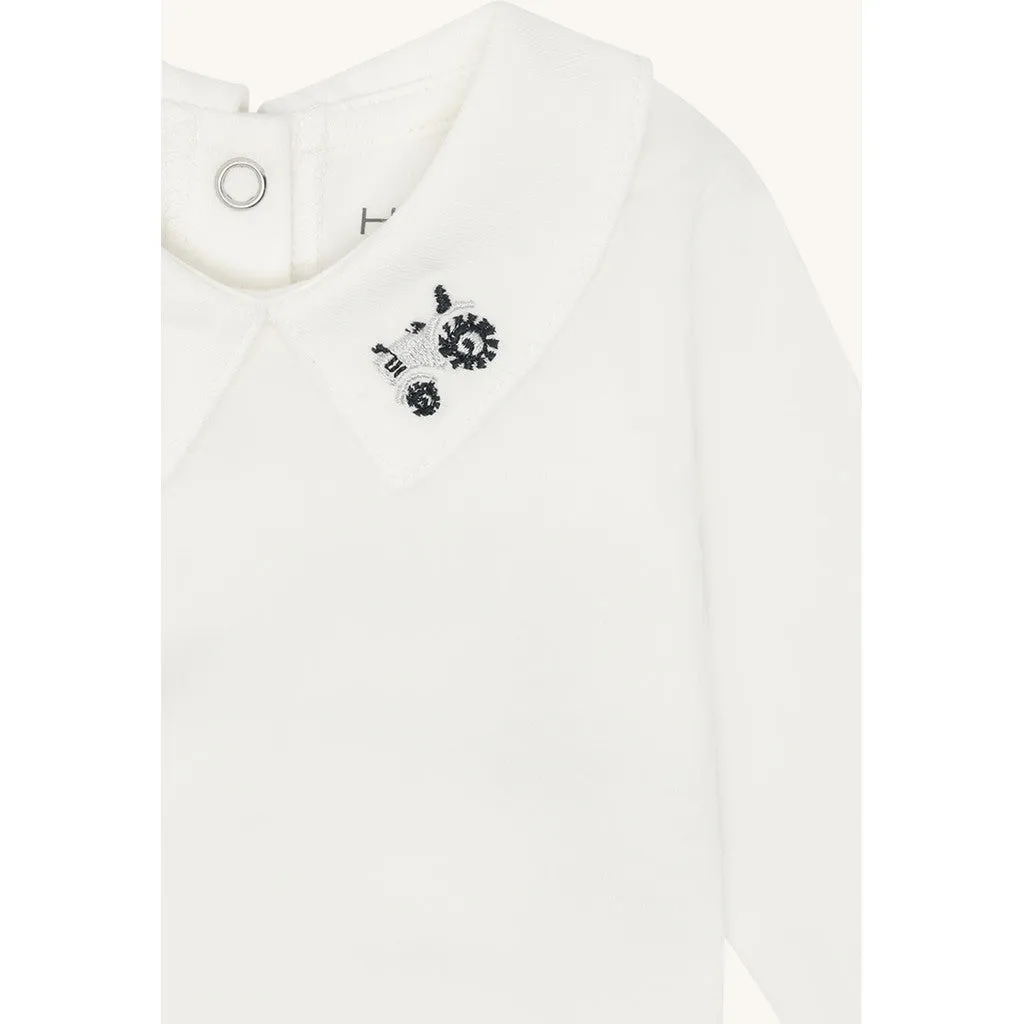 Hust & Claire Bebe Collar langærmet body Green Foam økologisk bomuld