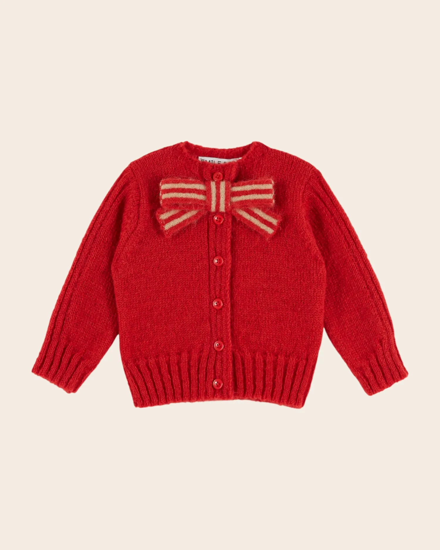 Emile et Ida Noeud rouge cardigan rød mohairuld
