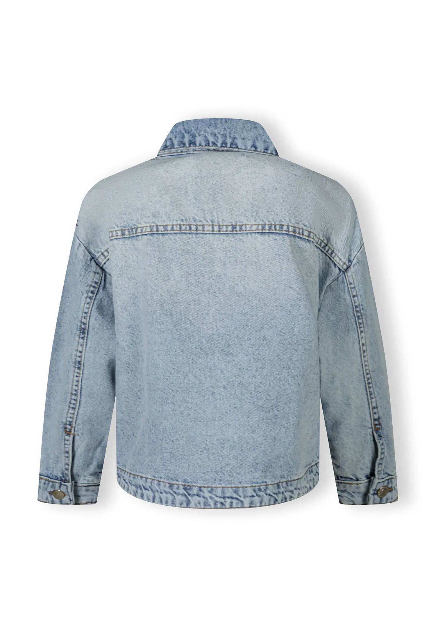 Minoti 43876 denimjakke lyseblå acid-wash uforet