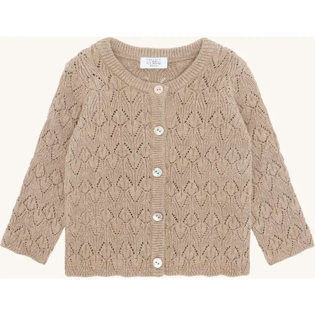 Hust & Claire Cilja Pointelle cardigan Biscuit økologisk bomuld