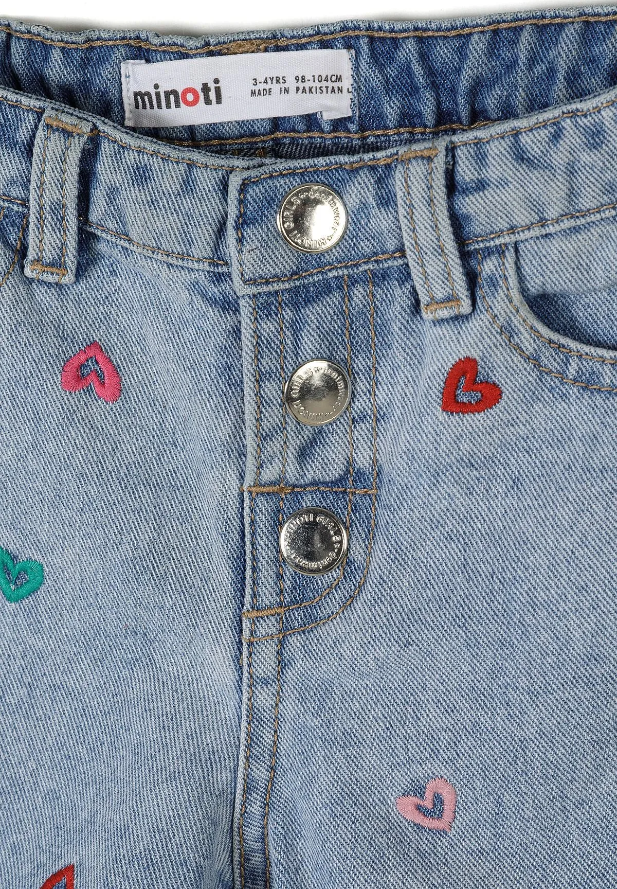 Minoti 44690 denimshorts lyseblå med hjerter