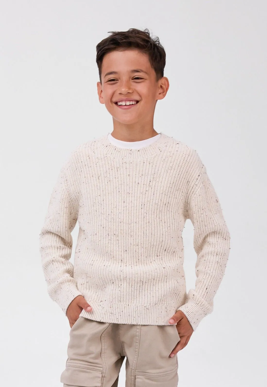 Minoti 45574 pullover beige rib til drenge