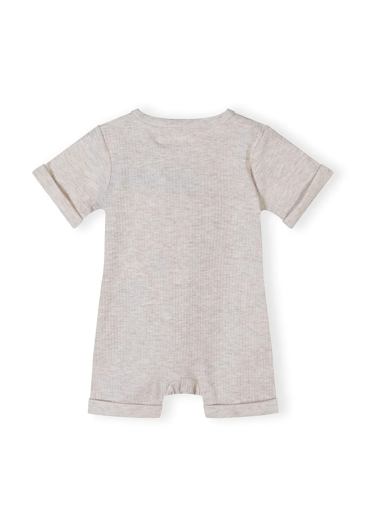 Minoti 44554 sparkdragt kort ærme beige 3-pak rib