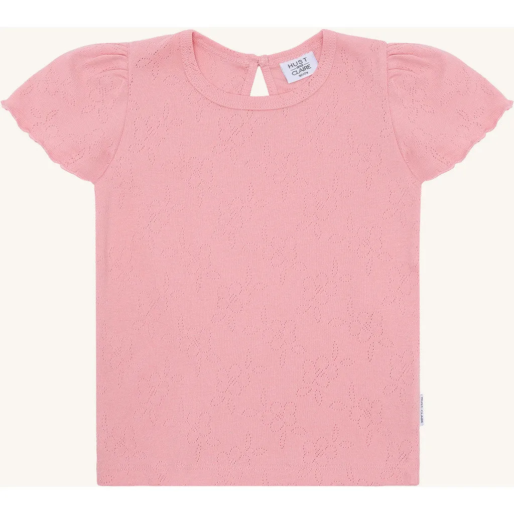 Hust & Claire HCAlma basic pointelle T-shirt Shell økologisk