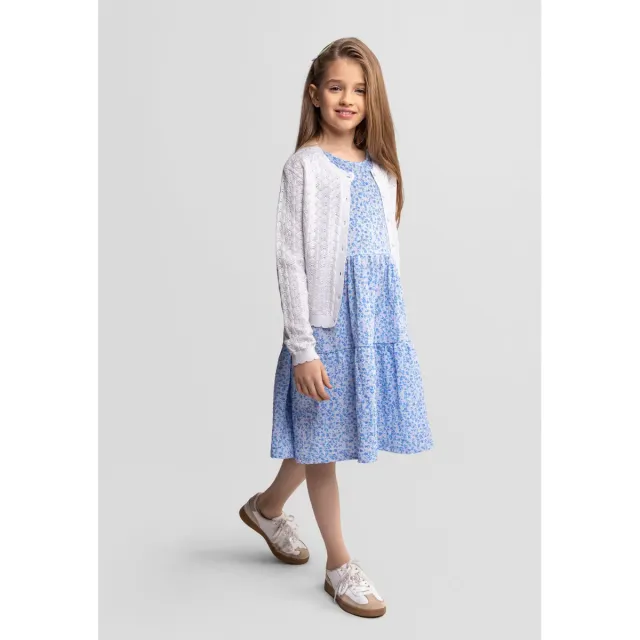 Minoti 44718 Strikcardigan hvid pointelle