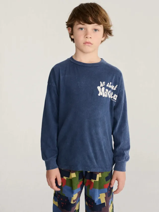 Bobo Choses All About Monsters T-shirt mørkeblå økologisk bomuld