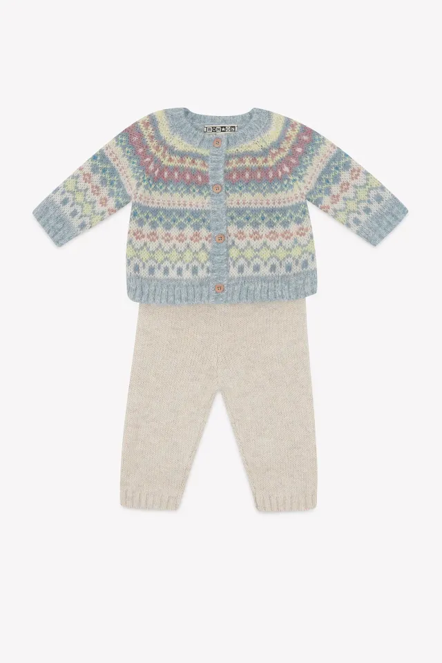 Bonton Toudou Mouton babysæt beige strik 2 dele