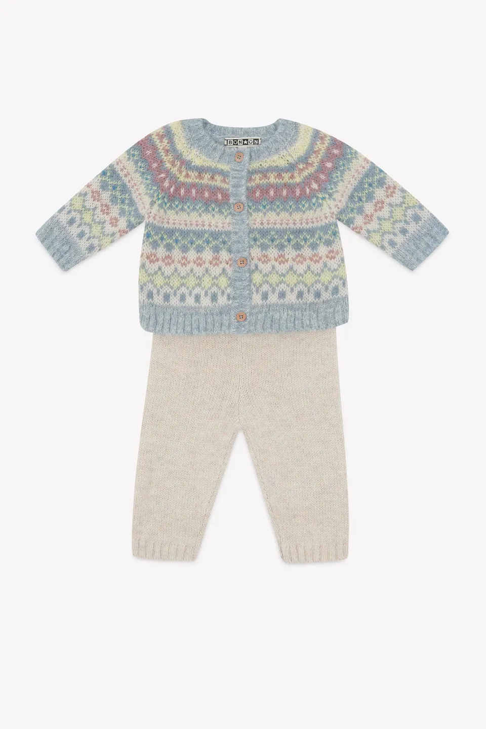 Bonton Toudou Mouton babysæt beige strik 2 dele