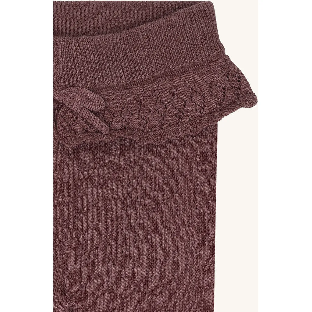 Hust & Claire HCLisa strikleggings Plum bomuld