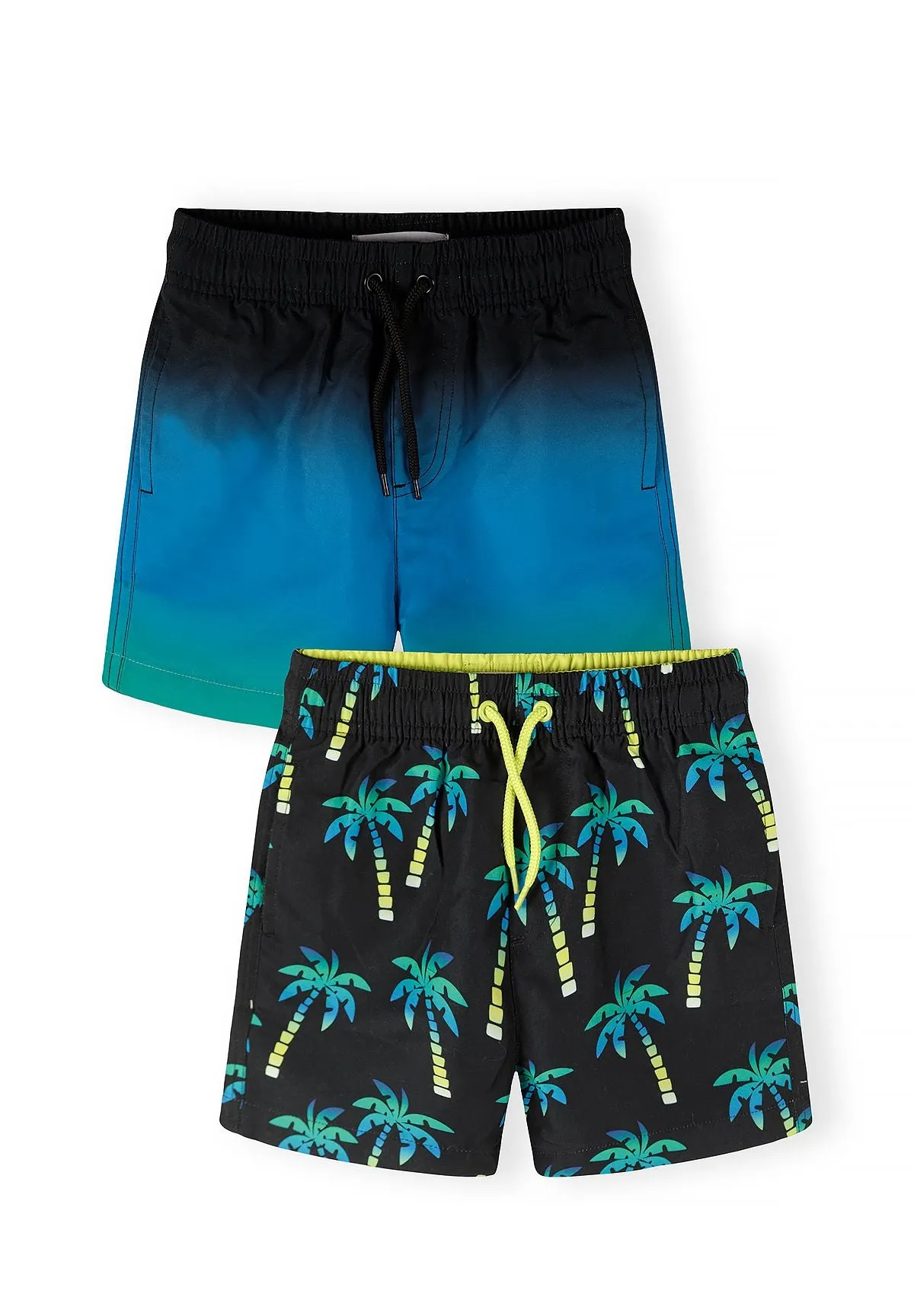 Minoti 44509 Badeshorts 2-pak sort blå palmer