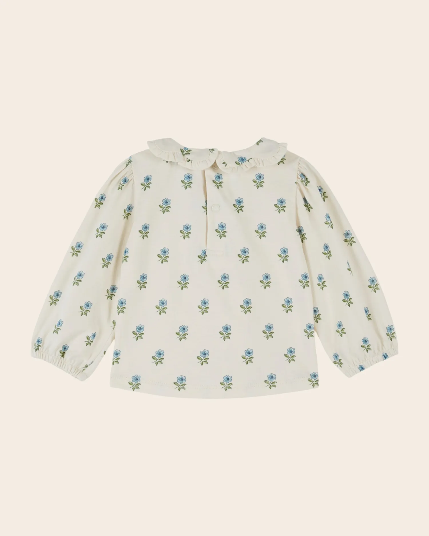 Emile et Ida FM-AE102B bluse ecru blomster økojersey
