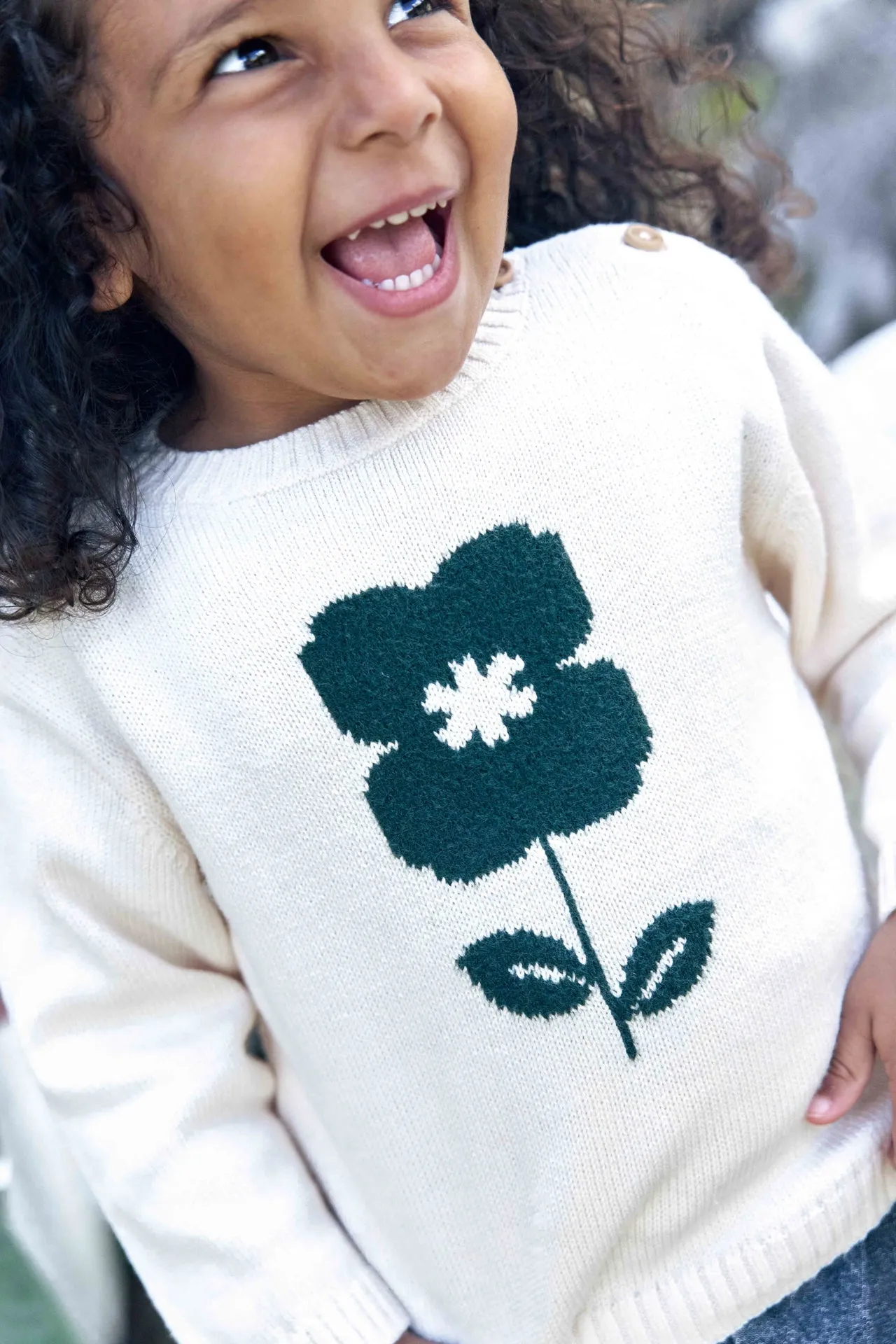 Bonton Misty Flower striktrøje Mouton blomst