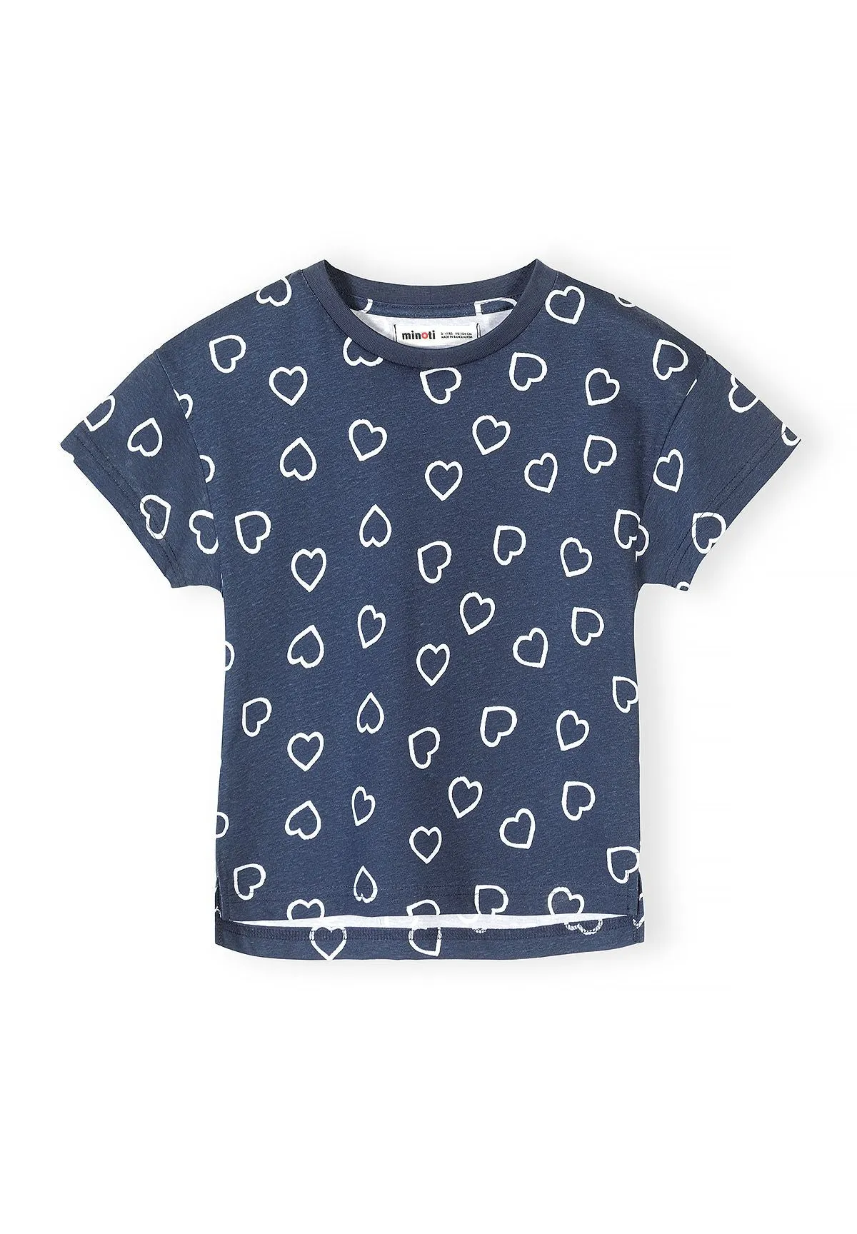Minoti 44812 T-shirt 5-pak hvid hjerteprint til piger