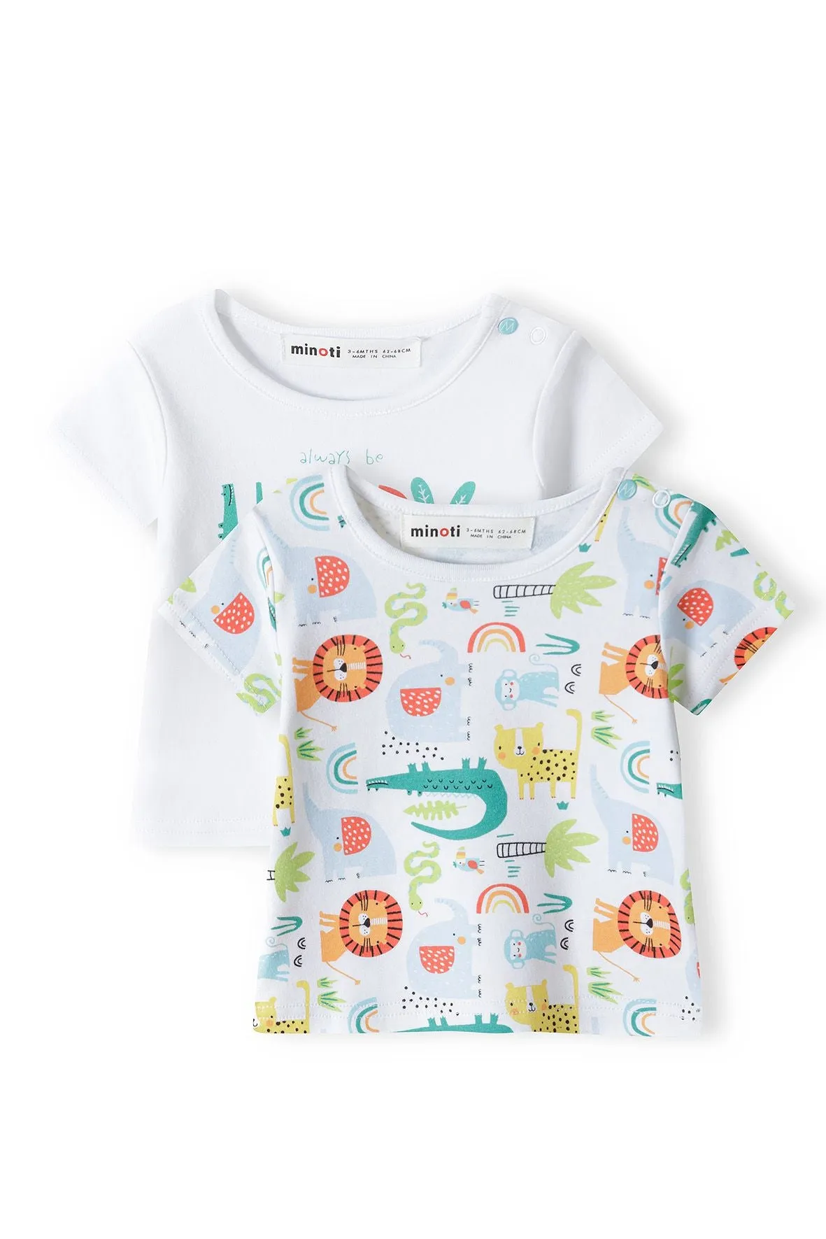 Minoti 38025 t-shirts 2-pak hvid dyreprint
