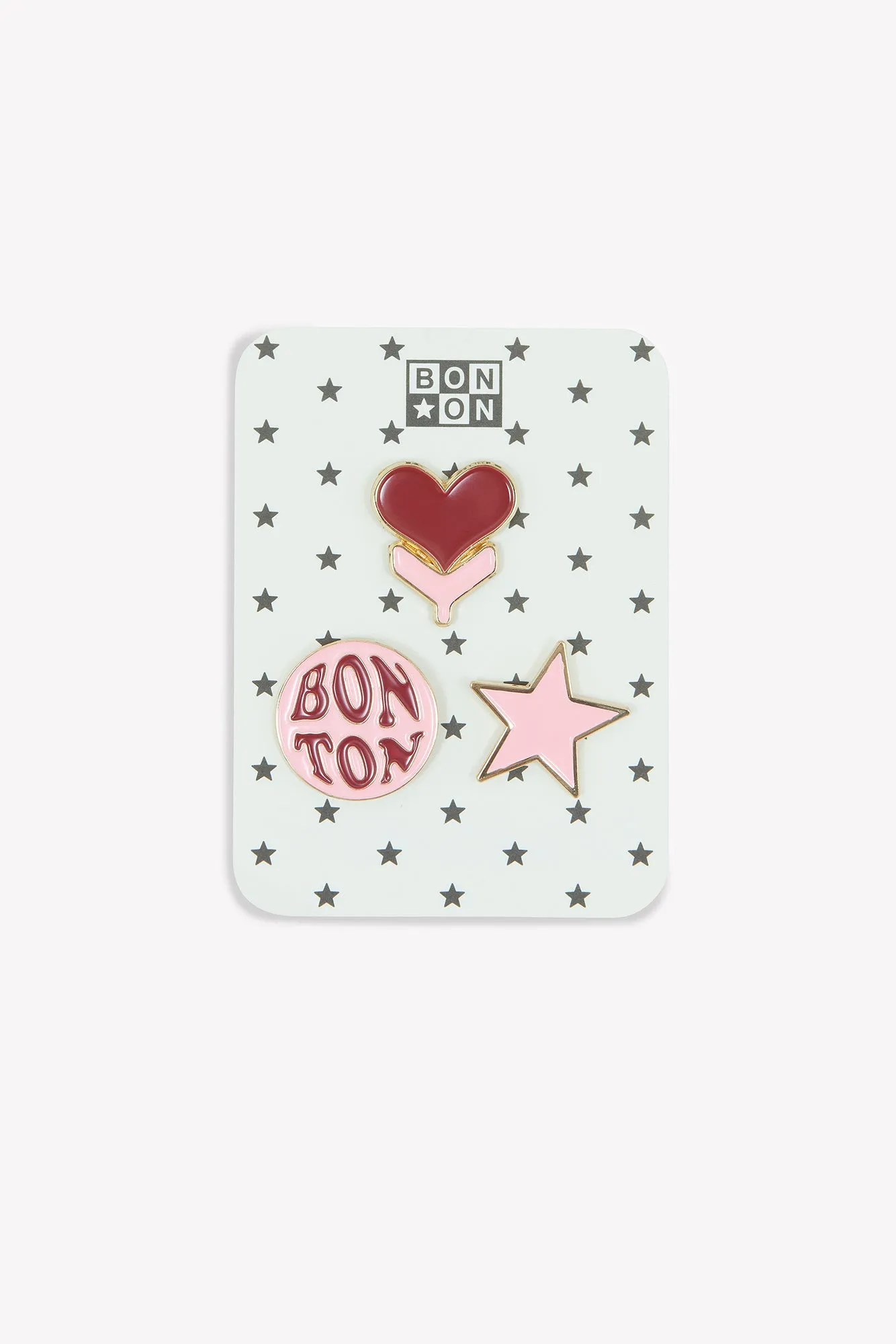 Bonton Rose Coeurs pins sæt rosa 3-pak emalje