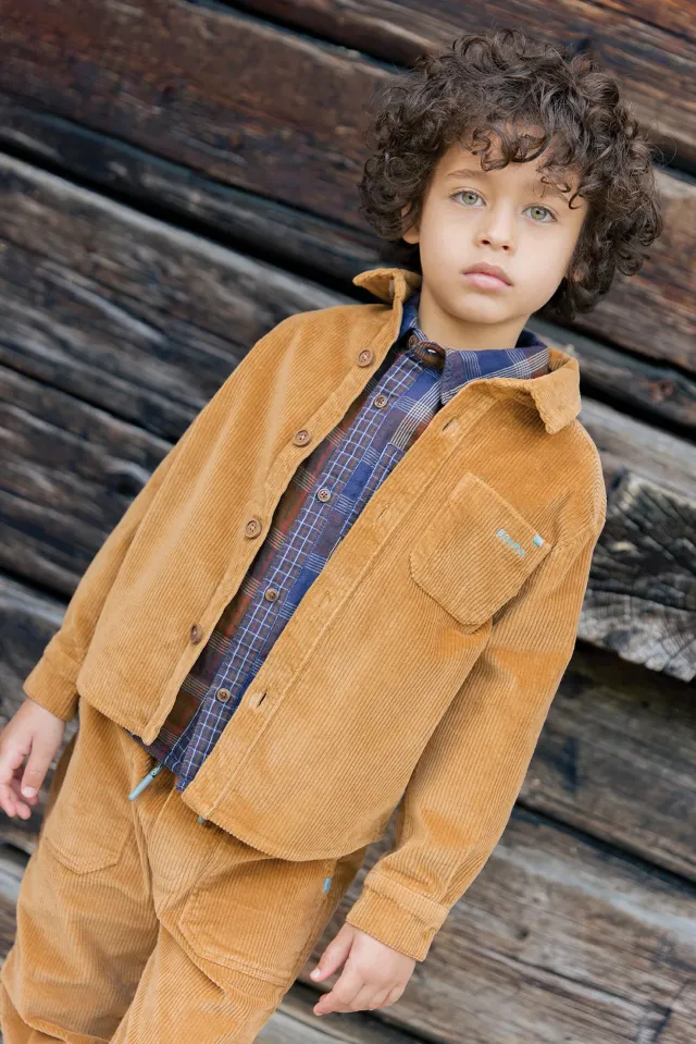 Bonton Lenny Barn overskjorte fløjl str 6A brun