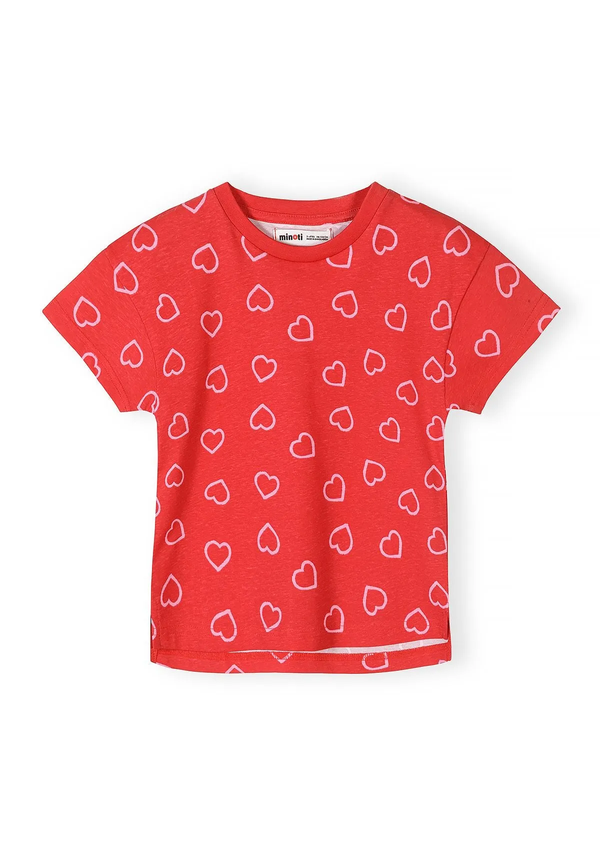 Minoti 44812 T-shirt 5-pak hvid hjerteprint til piger