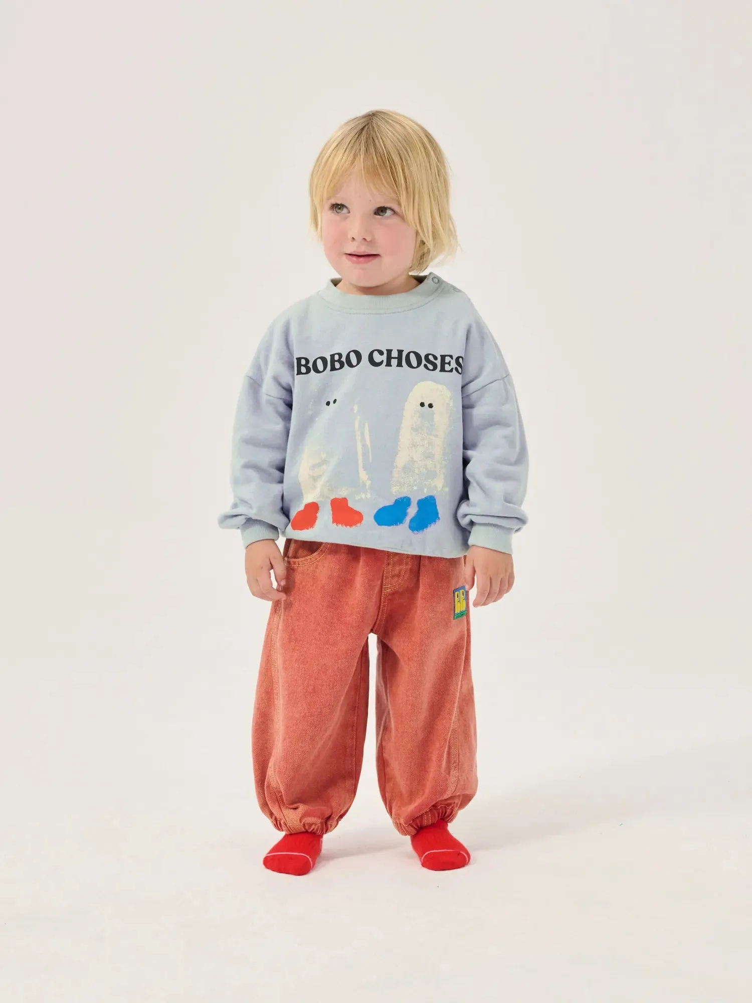 Bobo Choses Booty Ghosts sweatshirt lyseblå økologisk bomuld