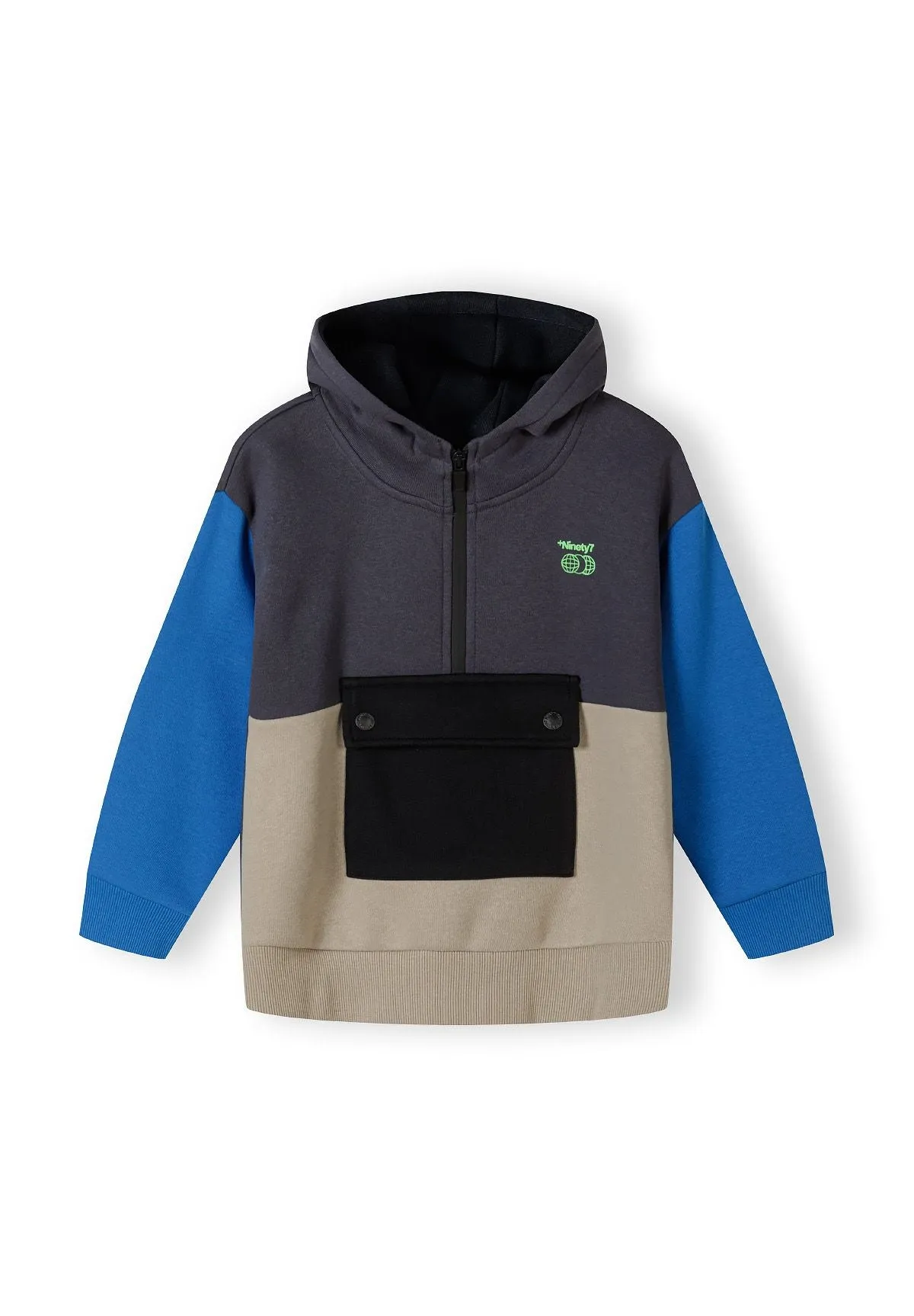Minoti 41345 hoodie mørkegrå colourblock