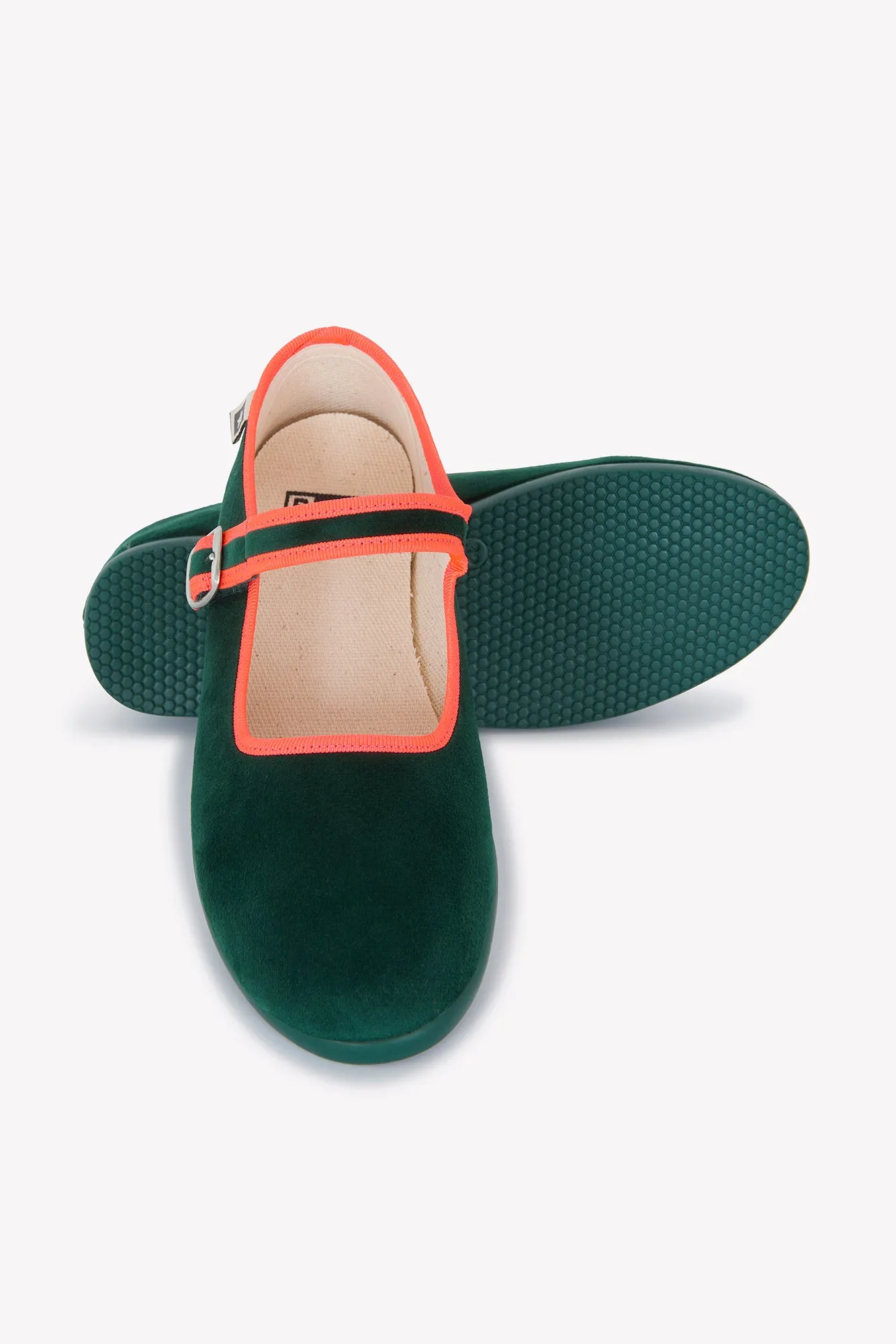 Bonton Jane Vert ballerina sko grøn fløjl