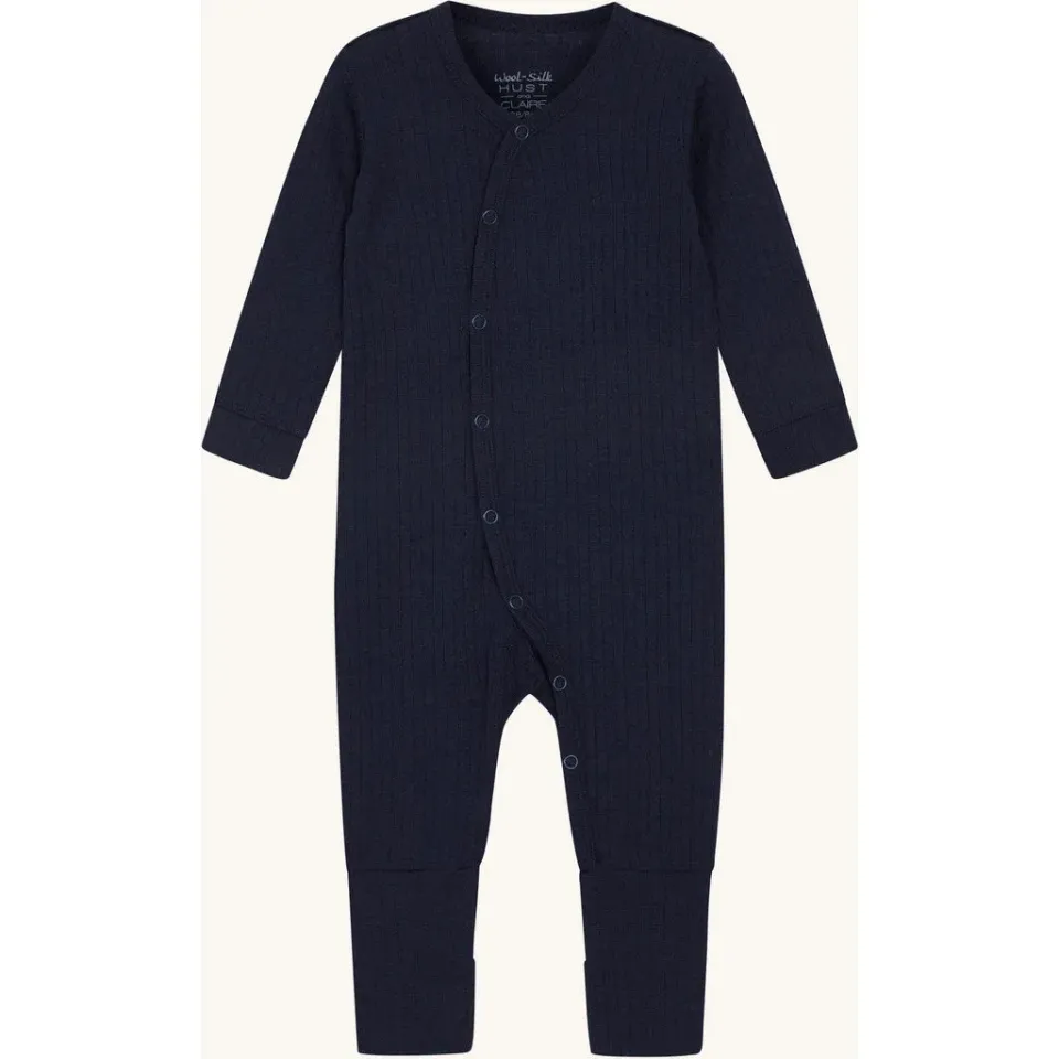 Hust & Claire Mili Pointelle sparkedragt More Navy uld silke