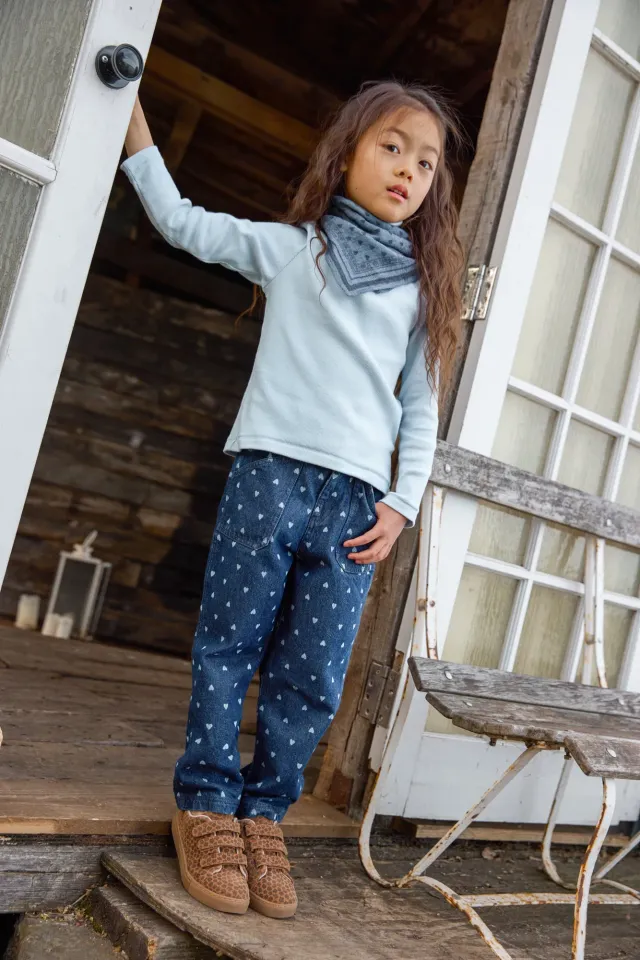Bonton Lino Denim Coeurs jeans 2A bla hjerter