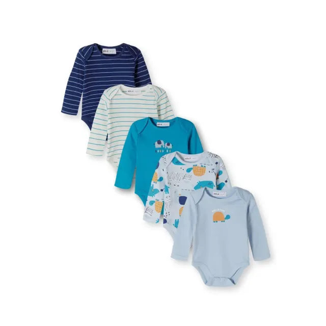 Minoti babybody langærmet print 5-pak