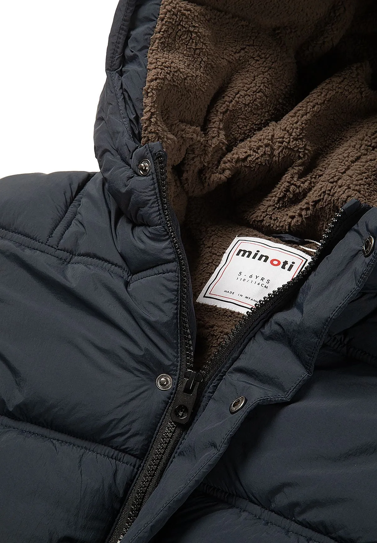 Minoti 45225 parka til drenge navy med teddyfoer
