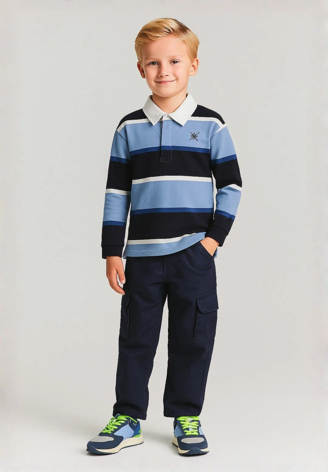 Minoti 44281 poloshirt til drenge marineblå stribet