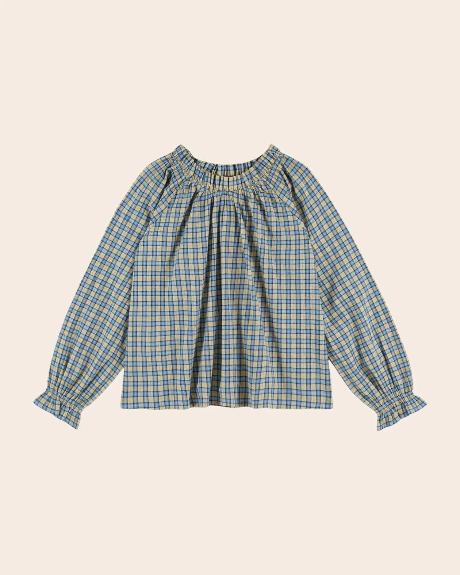 Emile et Ida Elvina bluse oversize blå ternet bomuld